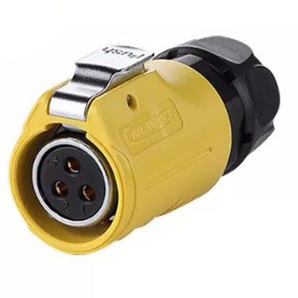 3 pin power connector, waterproof connector female for max. 500 Volt and 20 Ampere
