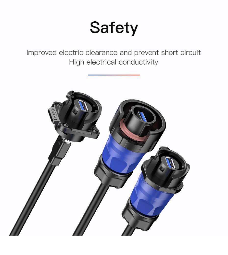 YM-24 Data USB cable IP68, USB 3.0 CNLINKO to type A male 1 m