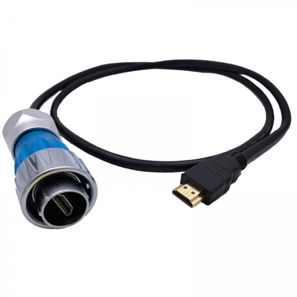 1 m HDMI Monitorkabel für 4K Signale. Industrie HDMI Verbindungskabel mit IP67 HDMI Typ A Steckverbinder