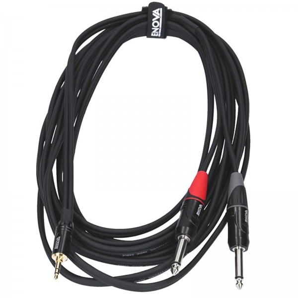 5 m Mini Klinke auf Klinke Adapter Kabel. 1x 3.5 mm 3-polig auf 2x Klinke 6.3 mm 2-polig. ENOVA EC-A3-PSMPLM-5