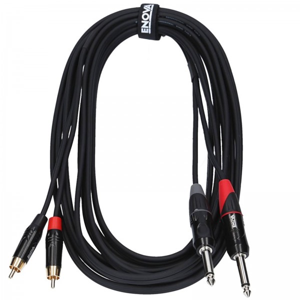 1 m 2x Cinch male 2 pin auf 2x 6.35 mm Jack male 2 pin, Audio Adapter Kabel stereo.