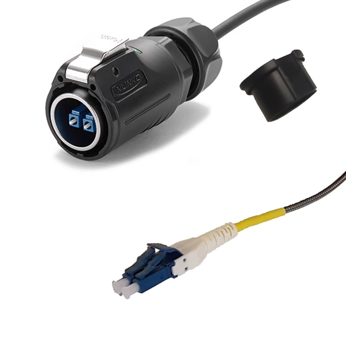 CNLINKO Connecteur de câble série LP-24 IP67 - 1.5 m de câble à fibre  optique armé