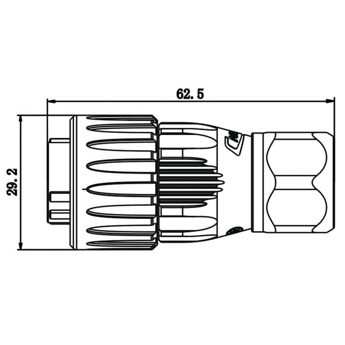 DH-20 connector from CNLINKO with bayonet locking. 3 pin power plug male for max. 500 Volt and 20 Ampere