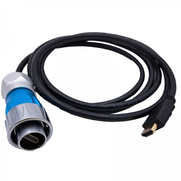 2 Meter Industrie High Speed HDMI Kabel mit integriertem Ethernet. Optimal für Outdoor Anwendungen